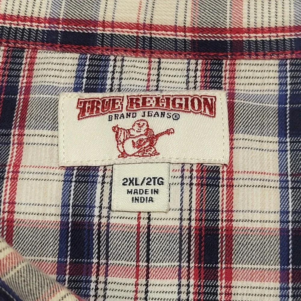 True Religion Men's Multicolor Plaid Long Sleeve Western Snap T-Shirt Size XXL